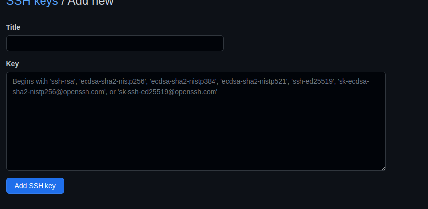 New SSH key dashboard