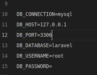 env DB configuration