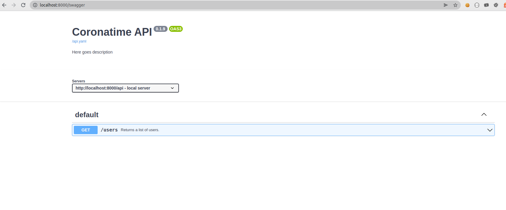 Swagger Finished view